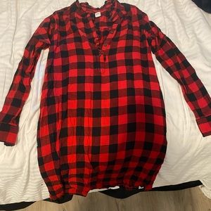 Womens Gap black and red checkered loose dress size xs